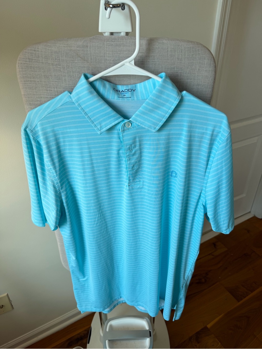 Draddy Men's Light Blue Striped Polo Shirt